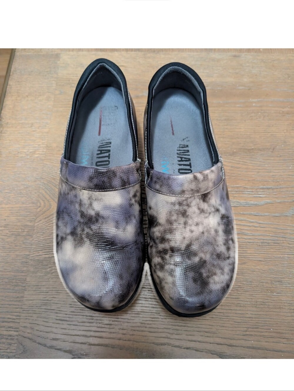 Greys Anatomy Slip-On Nurse Comfort Shoes in Gray Tie-Dye Size 9.5